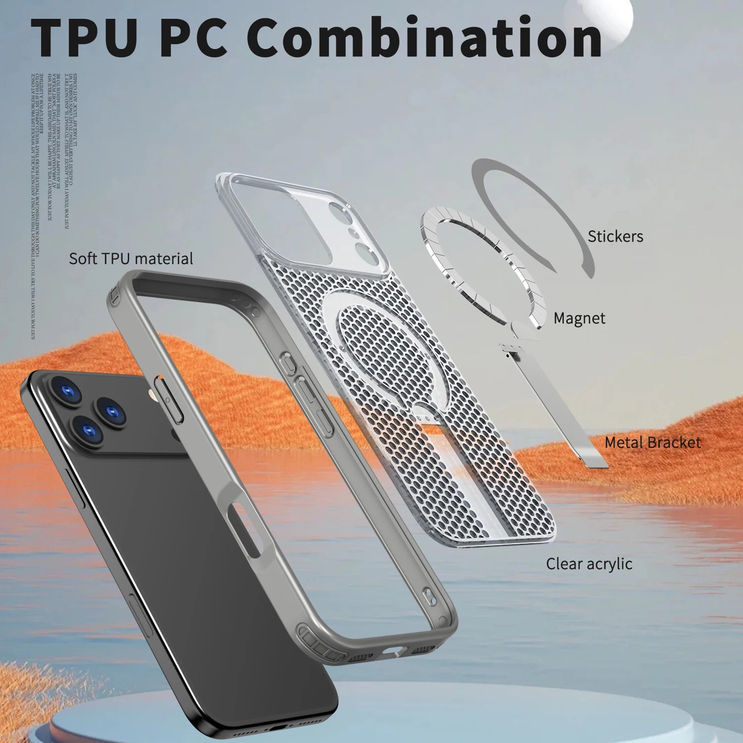 PureGuardCases Breathable Cooling Stand iPhone Case – MagSafe Rugged Magnetic Cover