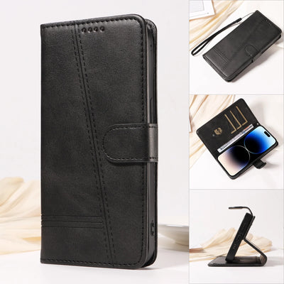 Stitched Wallet Case iPhone 12-18, Black