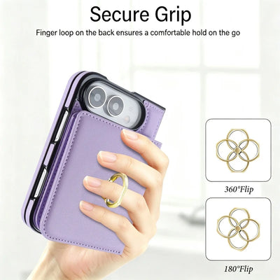 Ring Grip Leather Wallet Case for iPhone Duo, Glass Film - Product View 2