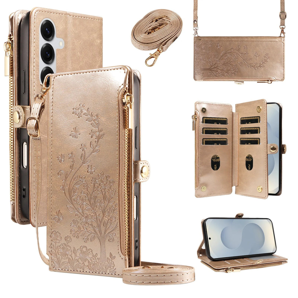 Tree Zipper Case Galaxy S9-S26, Gold