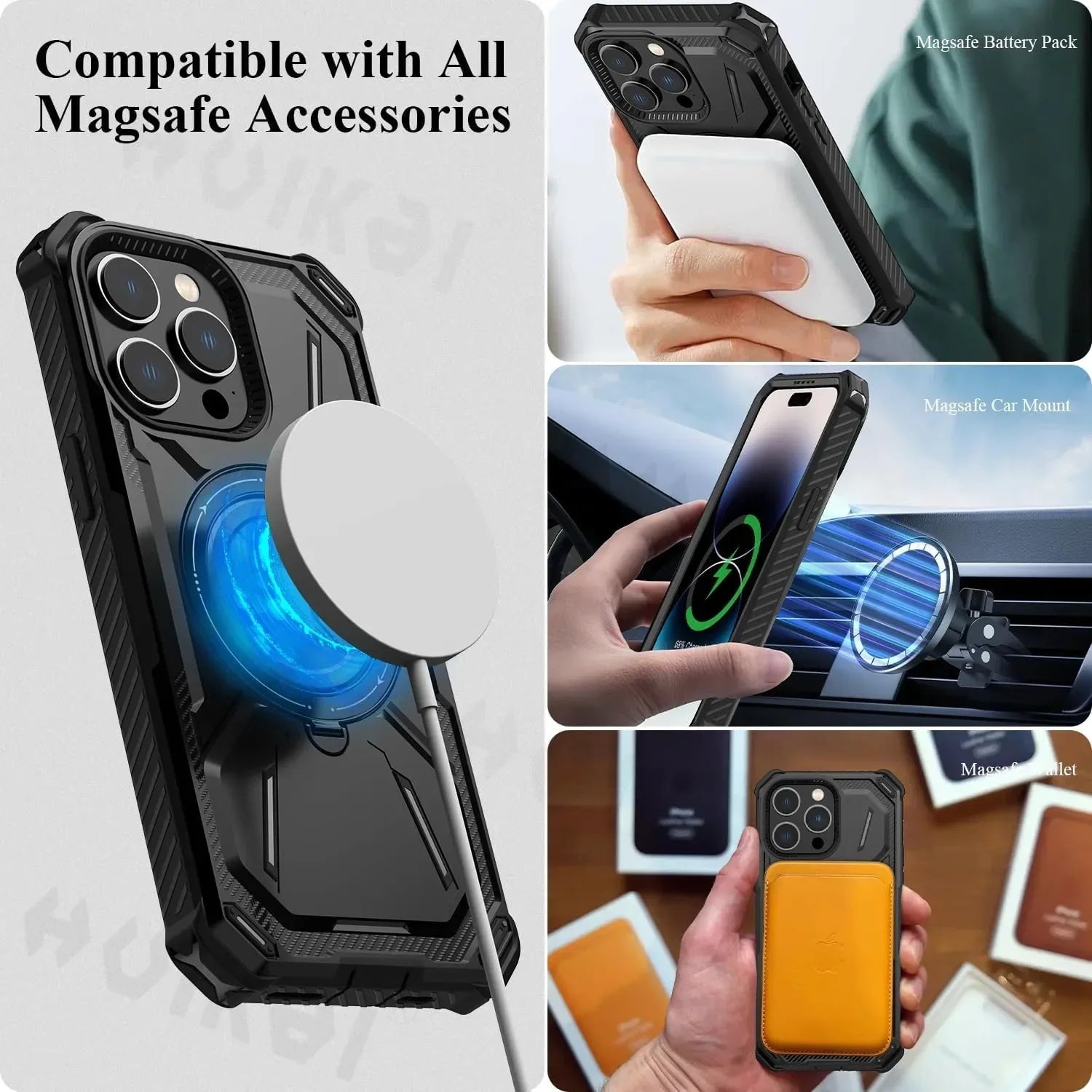 PureGuardCases Heavy Duty Kickstand iPhone Case – MagSafe Shockproof Armor Cover