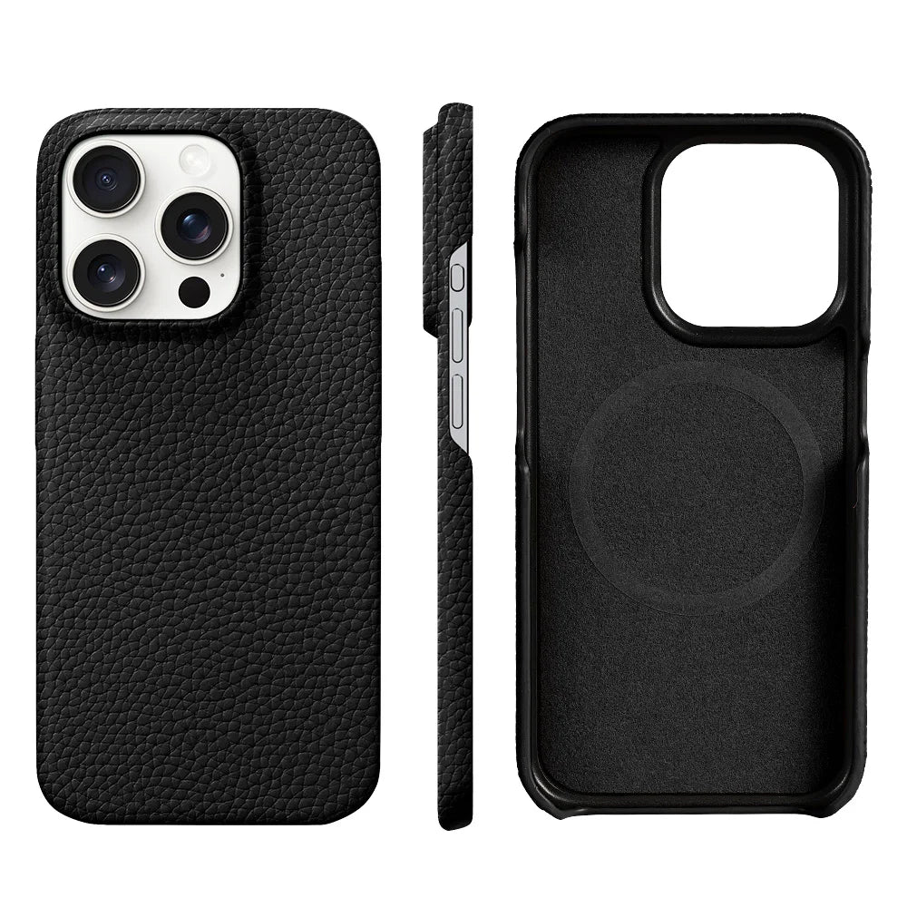 PureGuardCases Natural Cowhide Leather iPhone Case – Luxury MagSafe Magnetic Cover