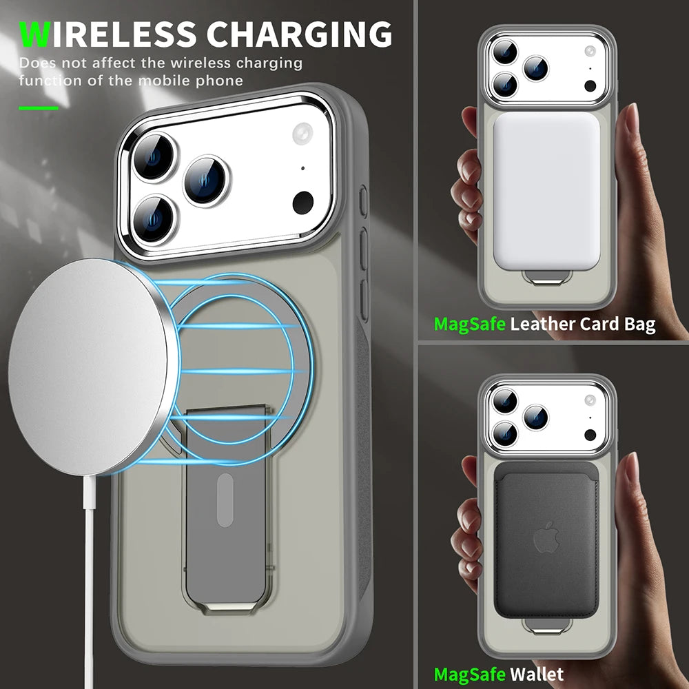 PureGuardCases Luxury MagSafe Stand iPhone Case – Matte Shockproof Cover