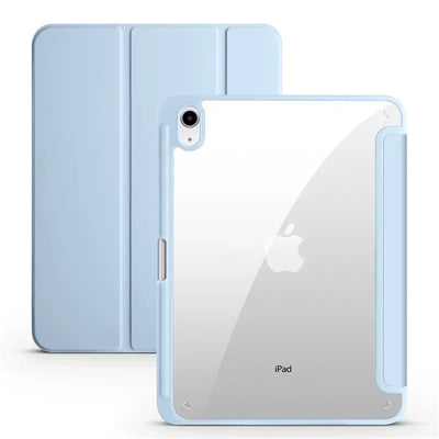 PureGuardCases Clear Back Trifold Case with Pencil Holder for iPad