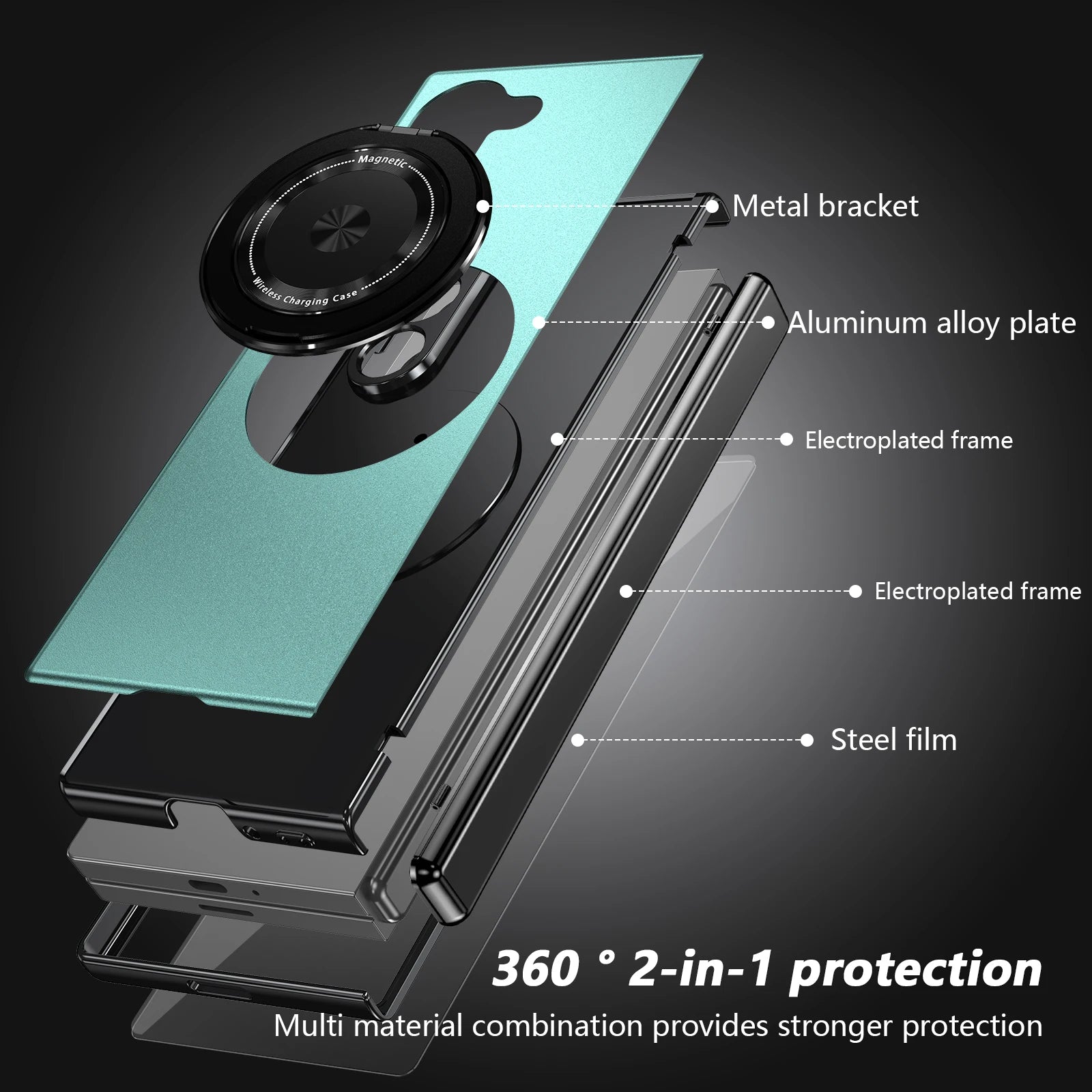 PureGuardCases Aluminum Armor Case with 360° Magnetic Ring for Samsung Galaxy Z Fold