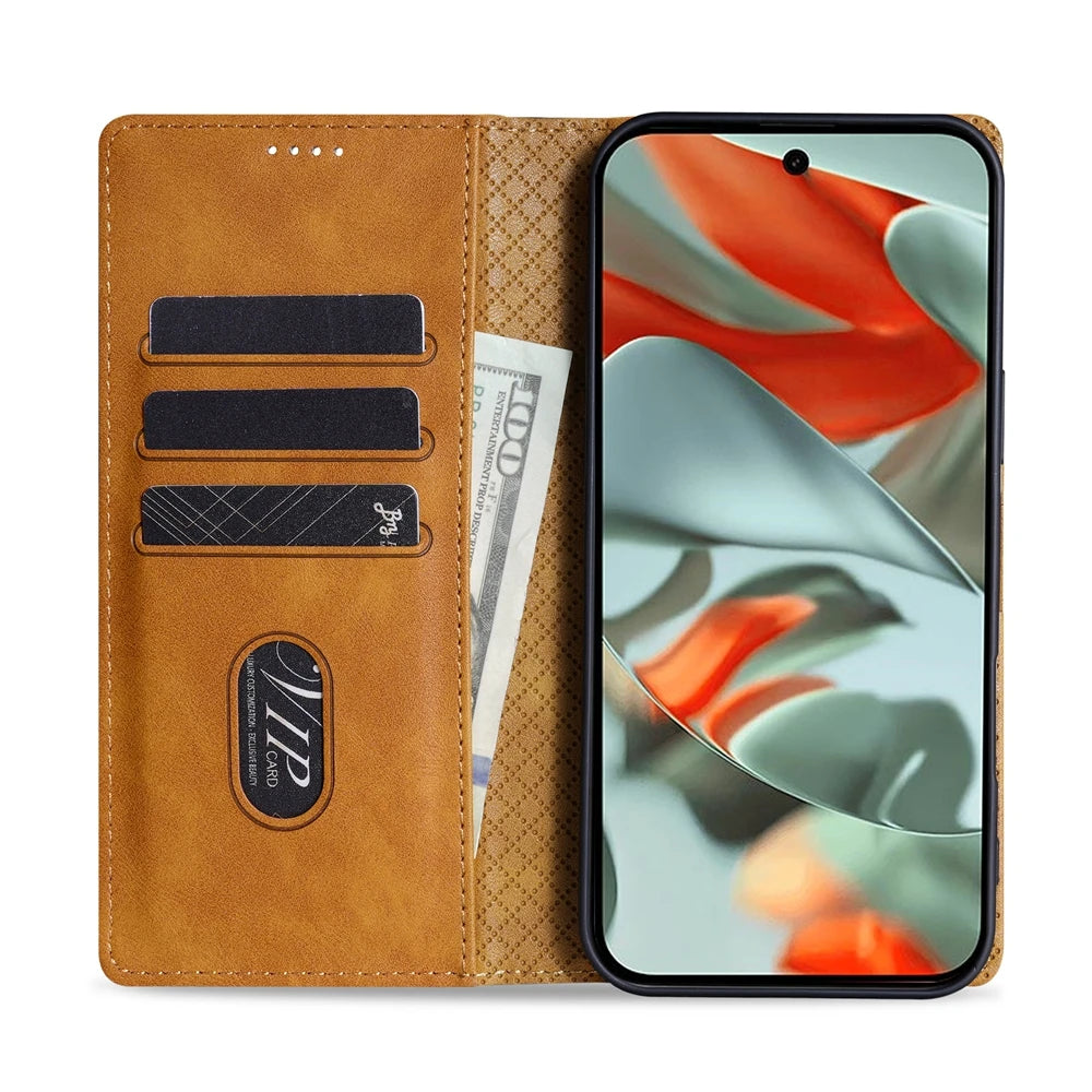 PureGuardCases Leather Wallet Case for Google Pixel
