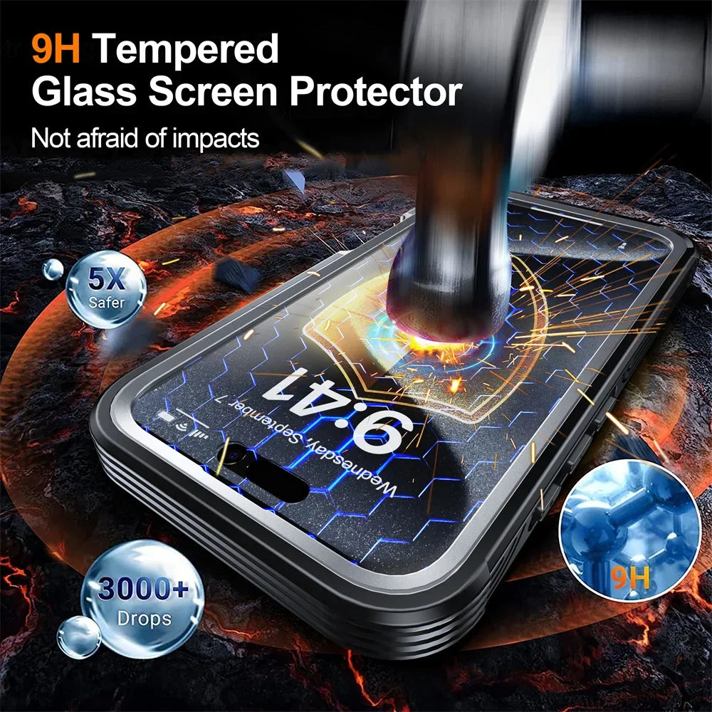 PureGuardCases Full Body Magnetic iPhone Case – MagSafe Tempered Glass Shockproof Cover