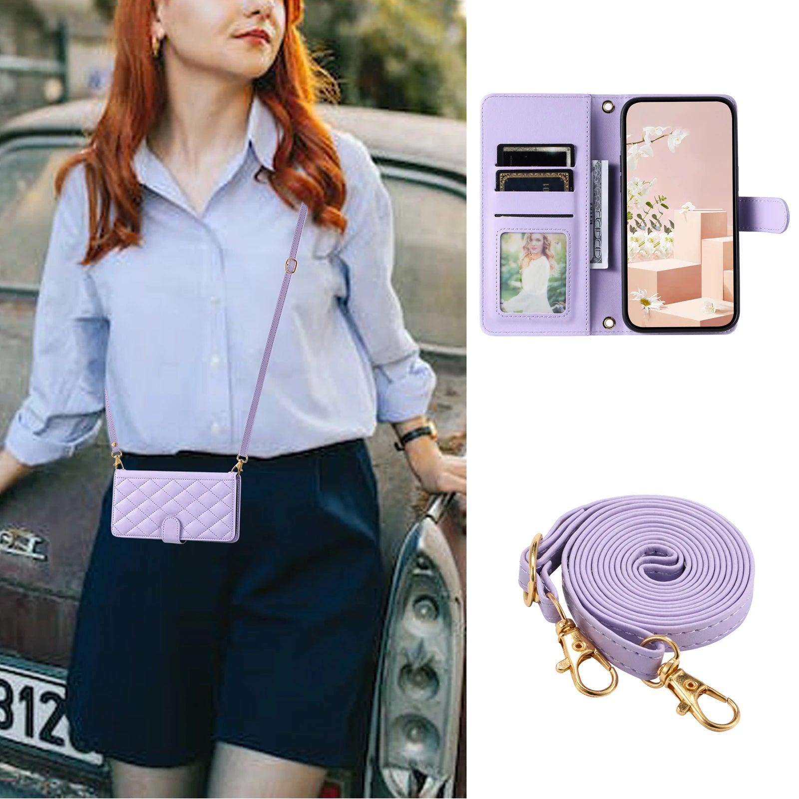 PureGuardCases Crossbody Leather Wallet Case for Google Pixel