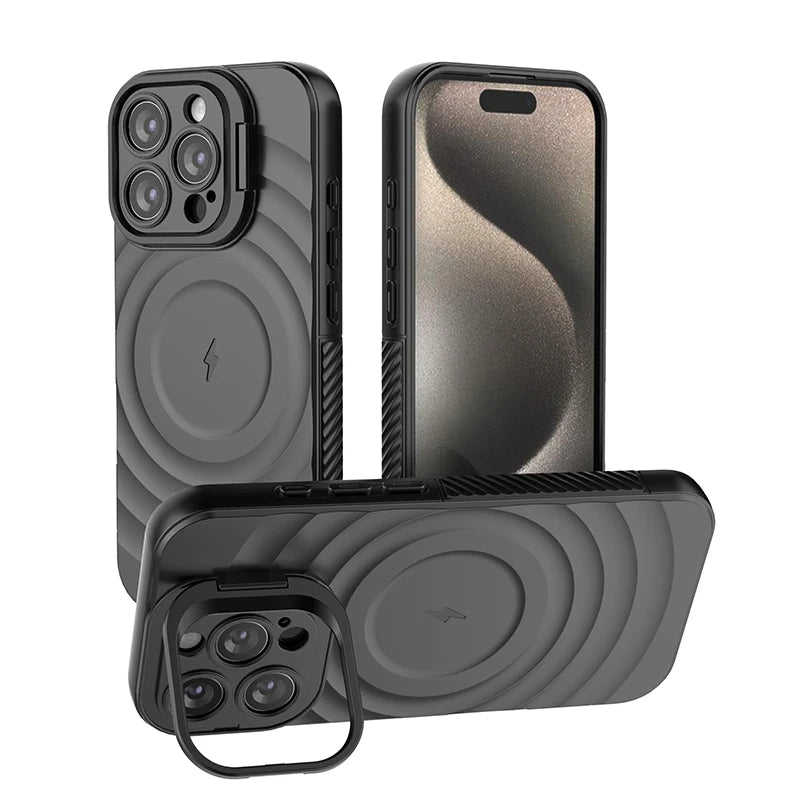 PureGuardCases Ripple Matte Armor iPhone Case – MagSafe Camera Stand Protective Cover