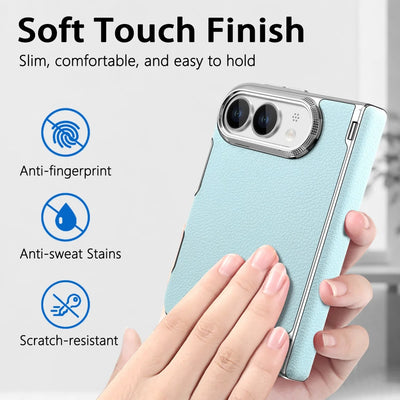 Lychee Leather Hinge Case for iPhone Duo, Magnetic Axle - Product View 4