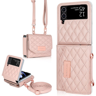 PureGuardCases Crossbody Leather Wallet Case for Samsung Galaxy Z Flip