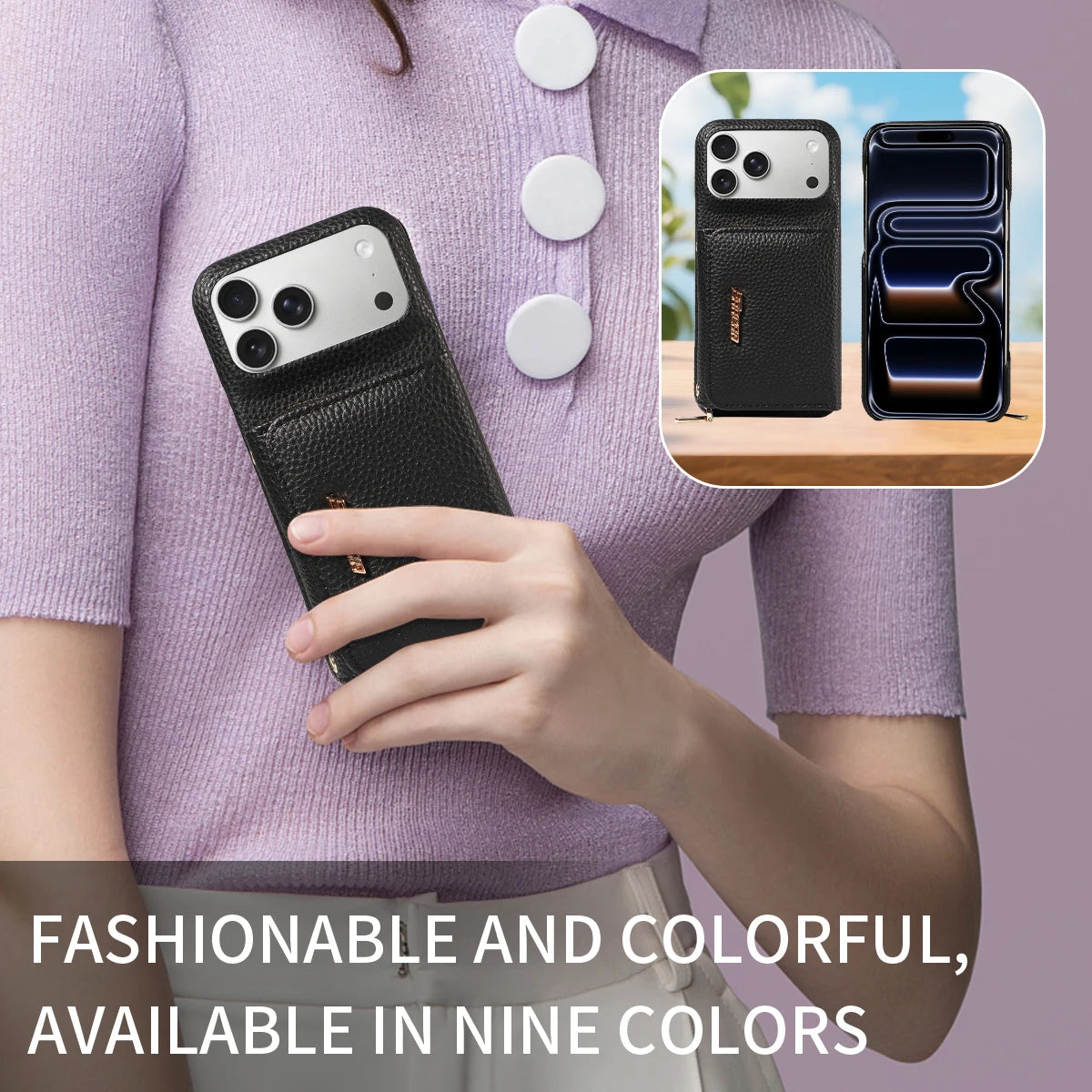 PureGuardCases Crossbody PU Leather Wallet iPhone Case – Card Holder Stand Protective Cover