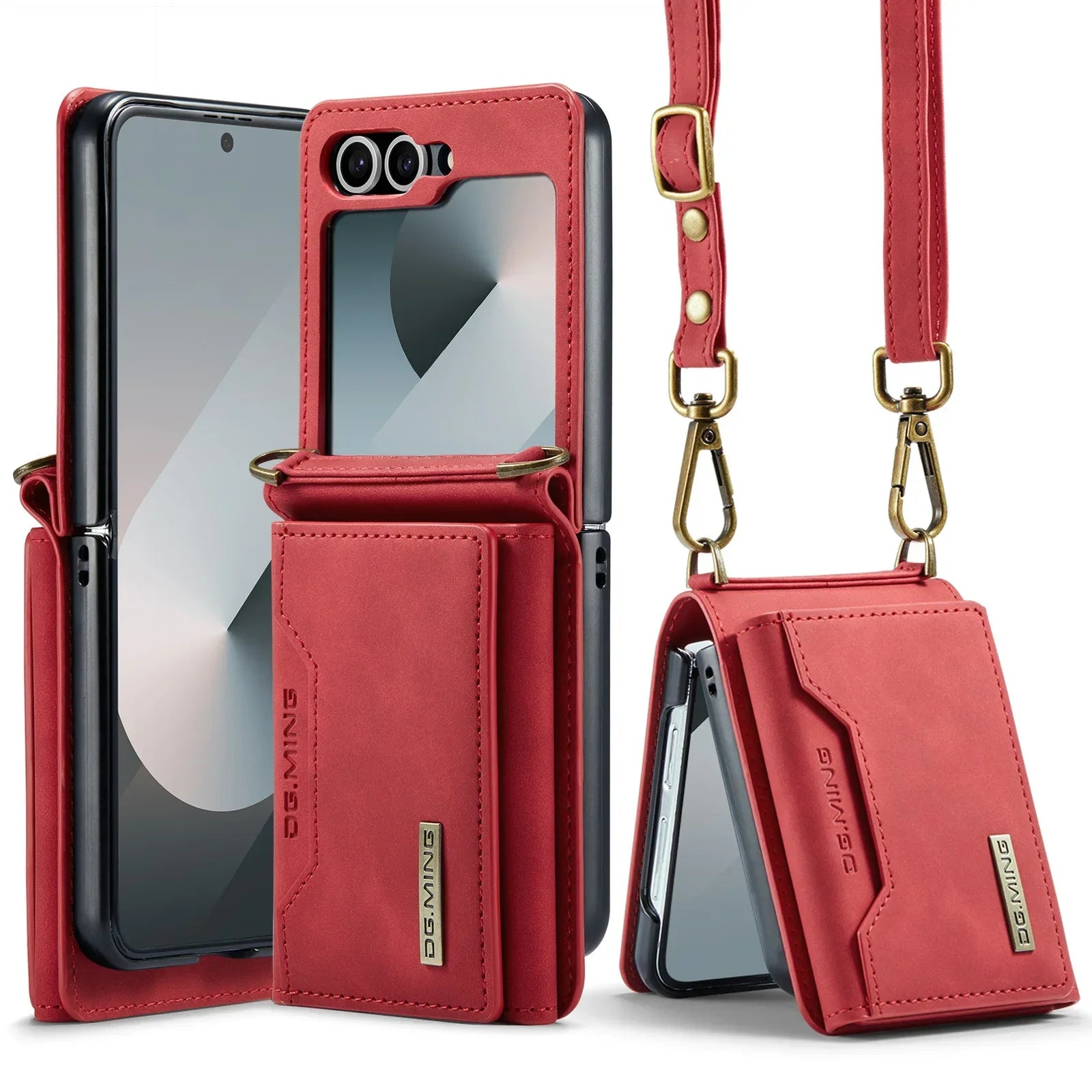 PureGuardCases Crossbody Leather Wallet Case for Samsung Galaxy Z Flip