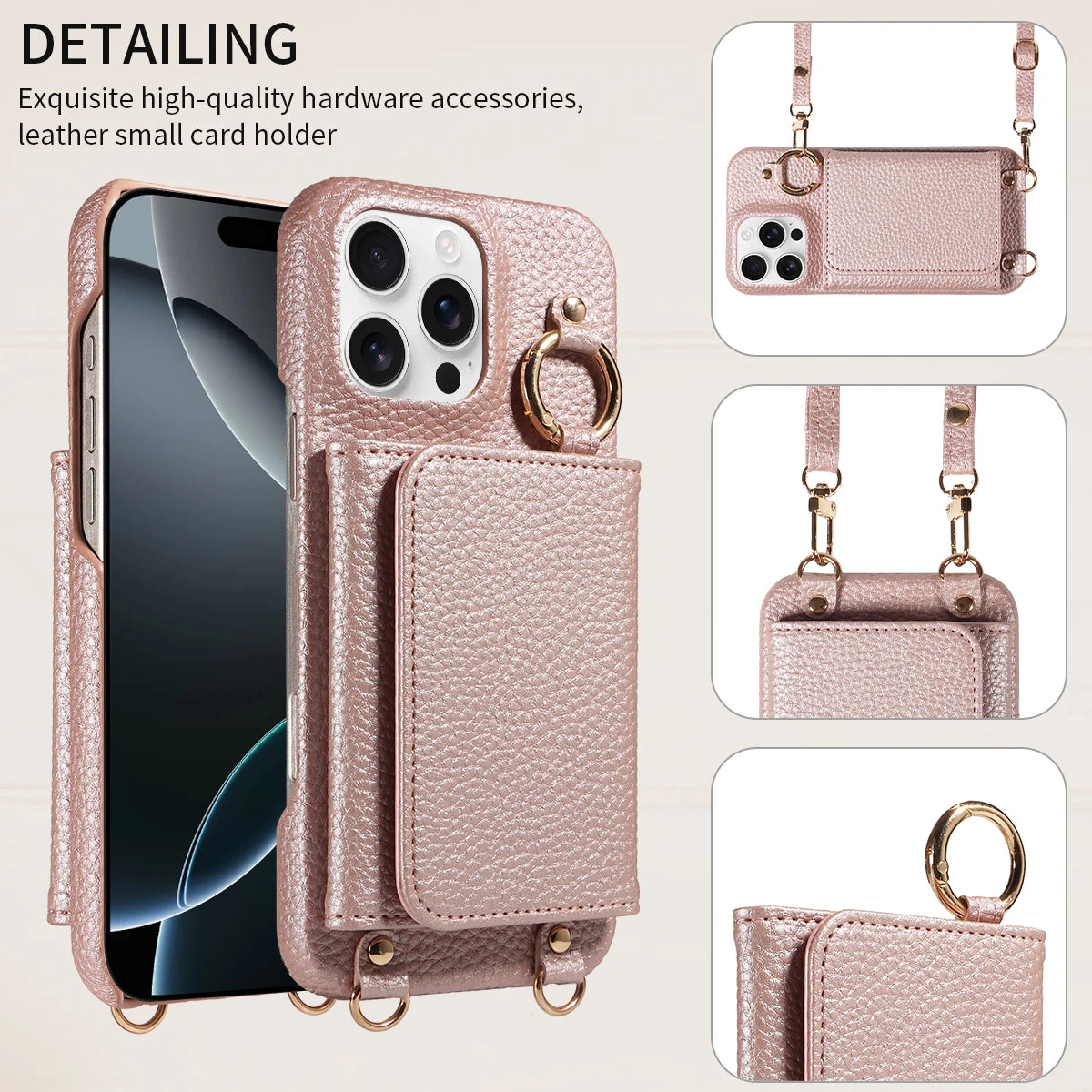PureGuardCases PU Leather Crossbody Wallet iPhone Case – MagSafe Magnetic Card Holder Cover