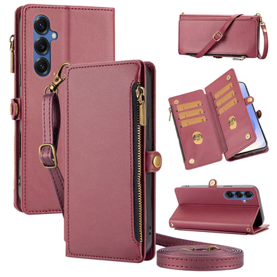 Zipper Crossbody Case Galaxy S9-S26, Wine Red