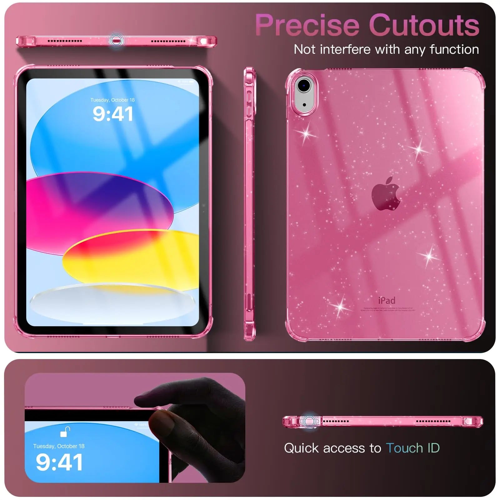 PureGuardCases Glitter Silicone Case for iPad