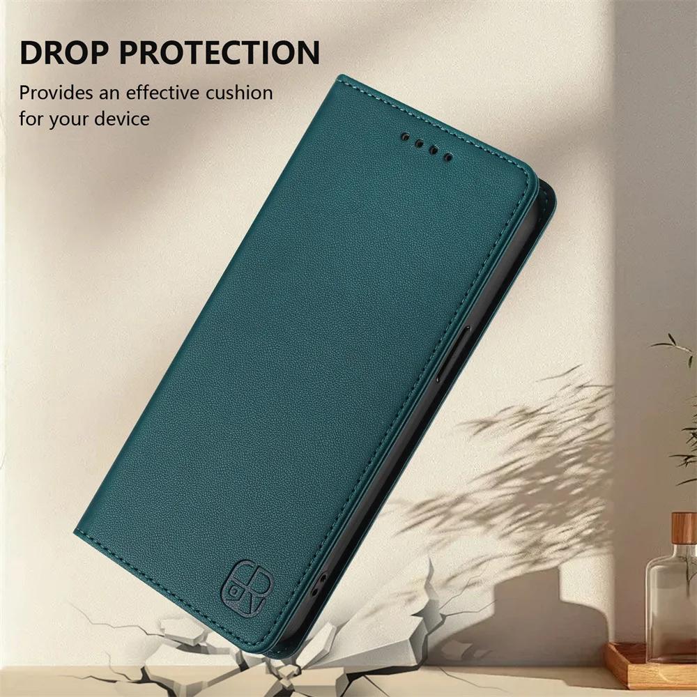 Dark green magnetic leather folio flip wallet case for Samsung Galaxy A42 5G, A51, A32, A33, A52, A53 and A73, single view
