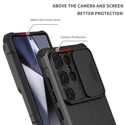 PureGuardCases Armor Case with Sliding Camera Cover for Samsung Galaxy