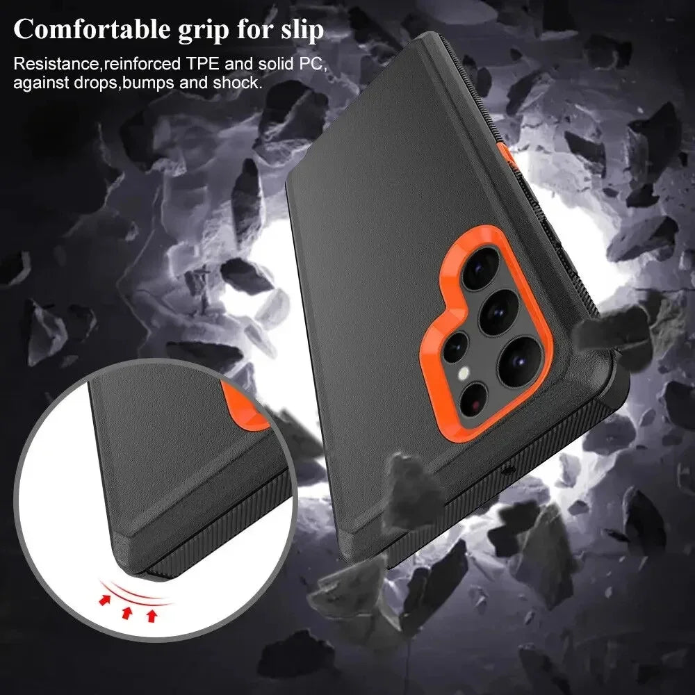 PureGuardCases 3-in-1 Military Armor Belt Clip Case for Samsung Galaxy