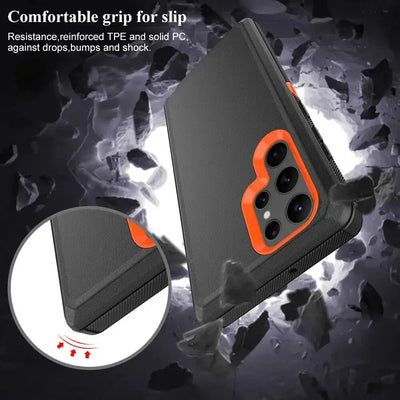 PureGuardCases 3-in-1 Military Armor Belt Clip Case for Samsung Galaxy
