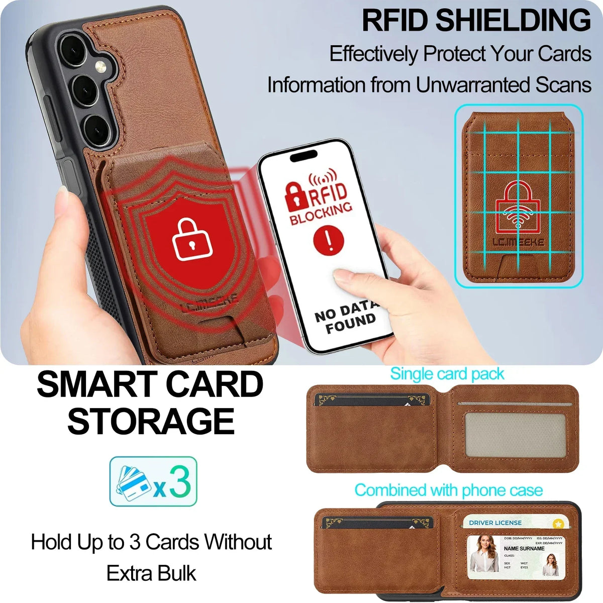 Detachable MagSafe Card Holder Leather Case for Samsung Galaxy S & A - image 3