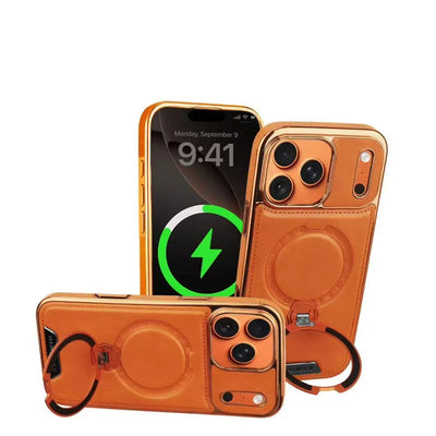 PureGuardCases Rotating Leather Stand iPhone Case – MagSafe Shockproof Cover