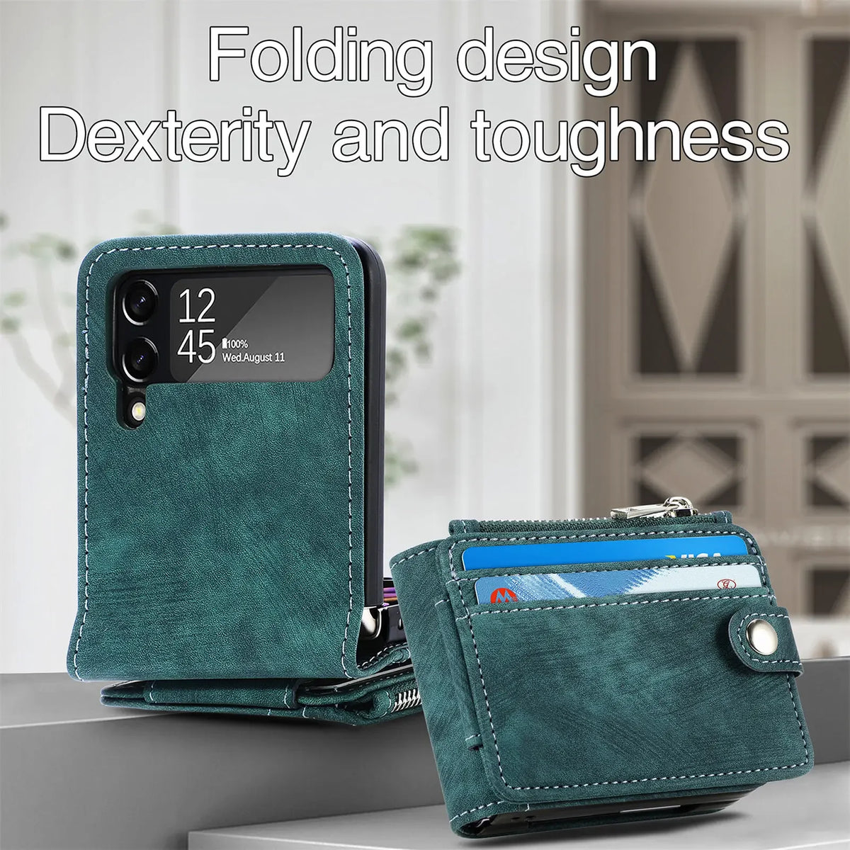 Detachable Zipper Wallet Case for Samsung Galaxy Z Flip 3-8 - image 2
