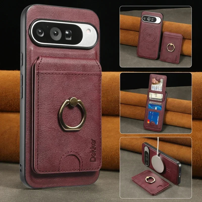 PureGuardCases 2-in-1 Detachable Leather Wallet Case for Google Pixel