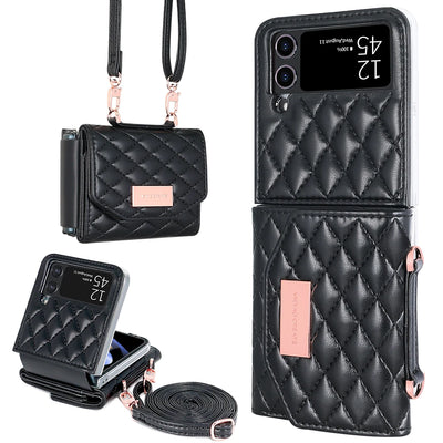 PureGuardCases Crossbody Leather Wallet Case for Samsung Galaxy Z Flip