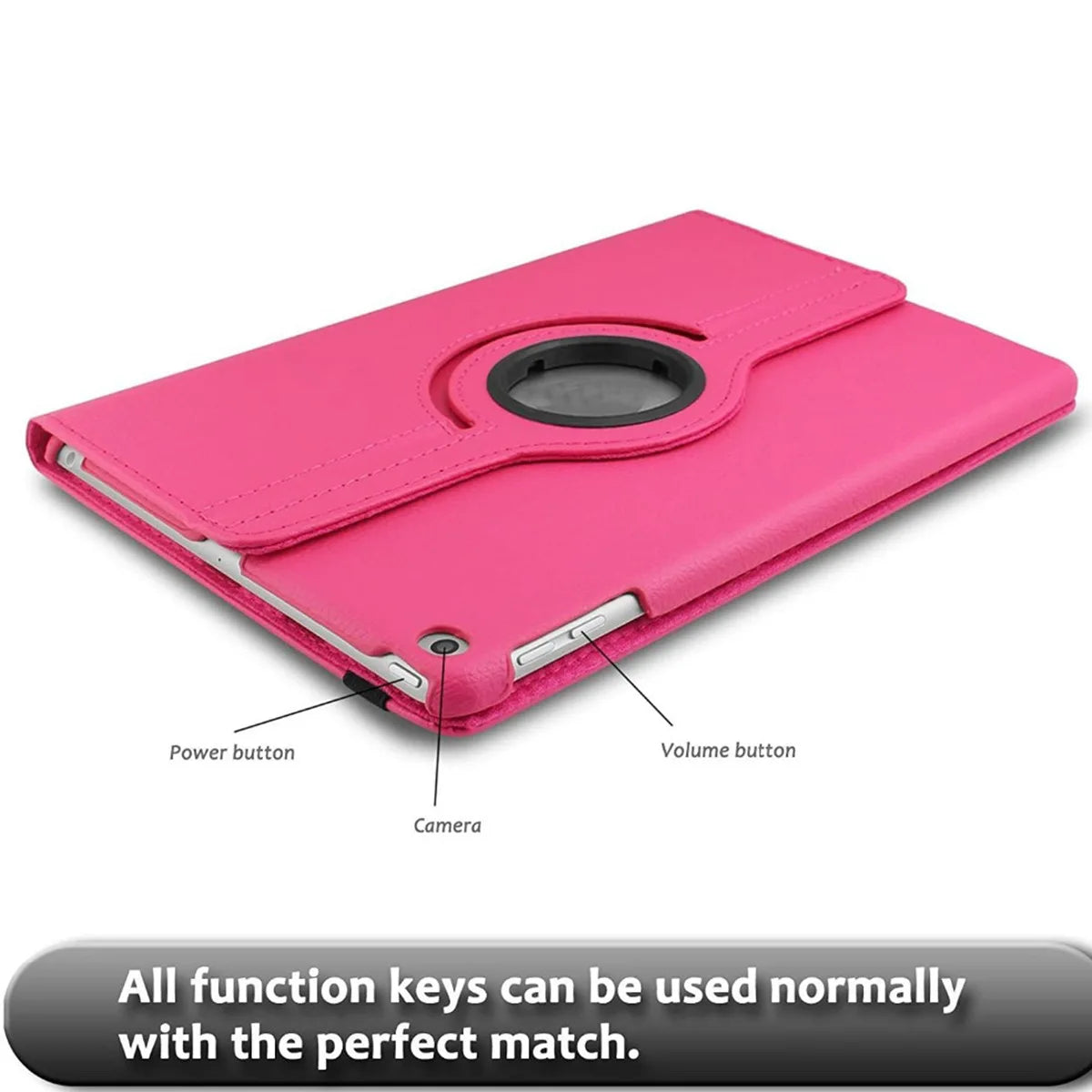 PureGuardCases 360° Rotating Leather Stand Case for iPad