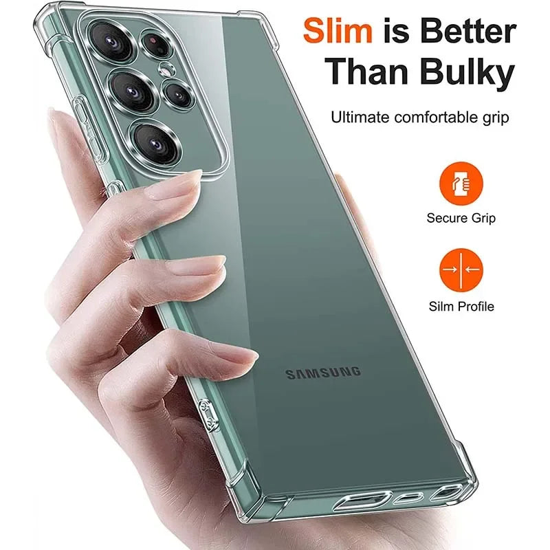 PureGuardCases Clear Shockproof Silicone Case for Samsung Galaxy