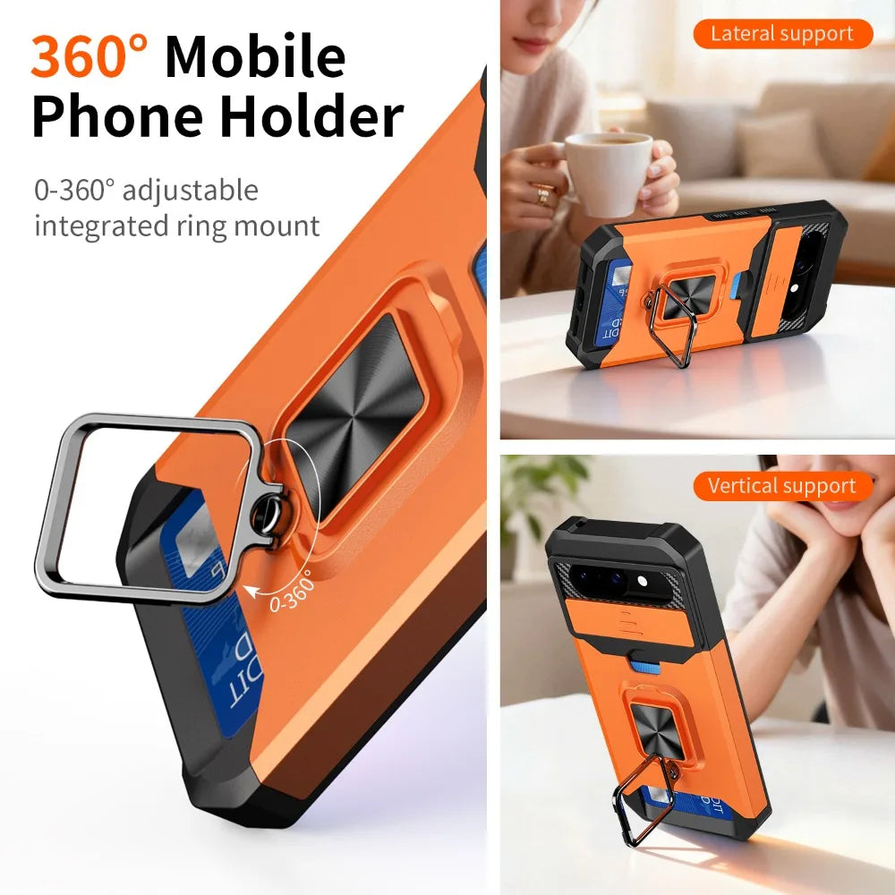 PureGuardCases Armor Ring Wallet Case for Google Pixel