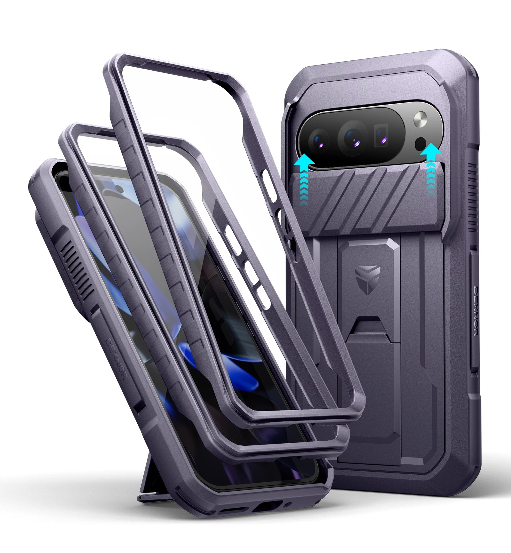 PureGuardCases Rugged Armor Case with Camera Cover for Google Pixel