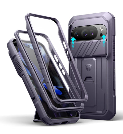 PureGuardCases Rugged Armor Case with Camera Cover for Google Pixel