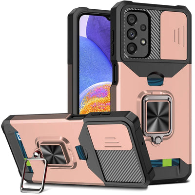 PureGuardCases Armor Ring Case with Card Holder for Samsung Galaxy