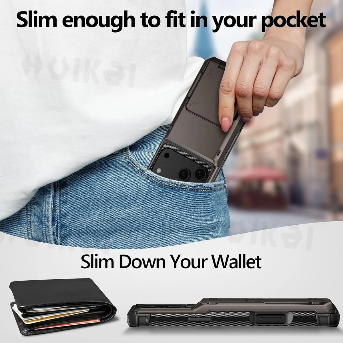 Heavy Duty Dual-Layer Slide Card Holder Armor Case for iPhone 11-18 - Product View 13