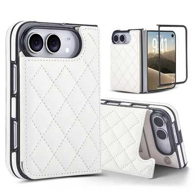 Quilted Leather Card Wallet Case for iPhone Duo, Kickstand - Product View 8