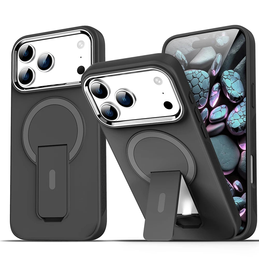 PureGuardCases Luxury MagSafe Stand iPhone Case – Matte Shockproof Cover