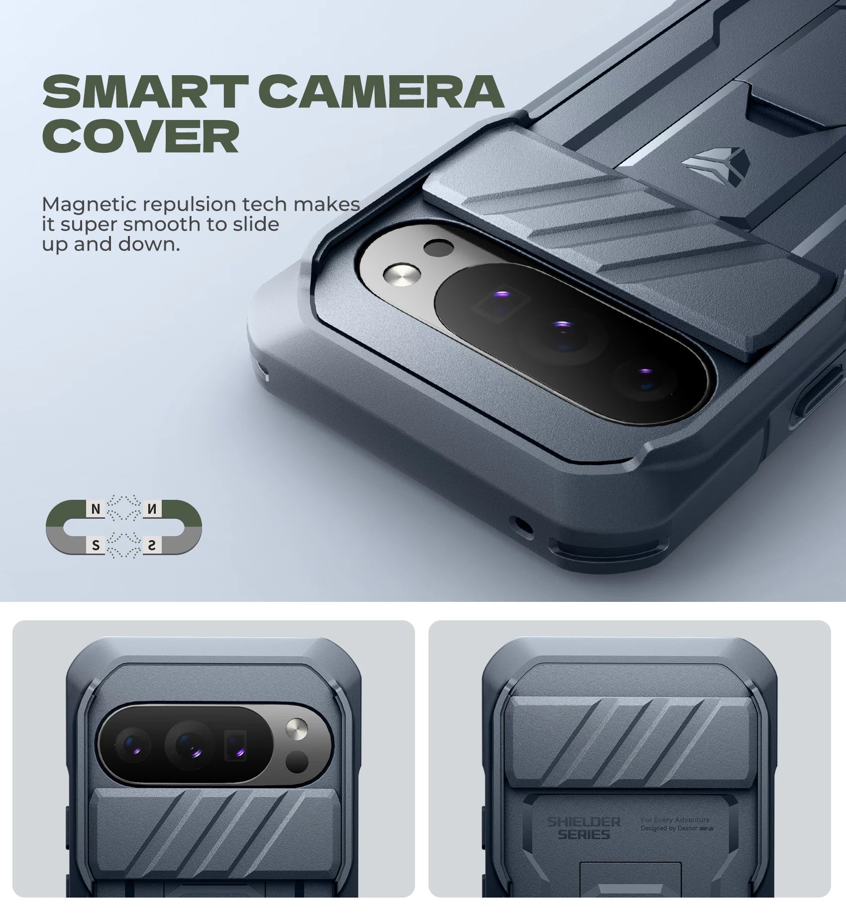 PureGuardCases Rugged Armor Case with Camera Cover for Google Pixel