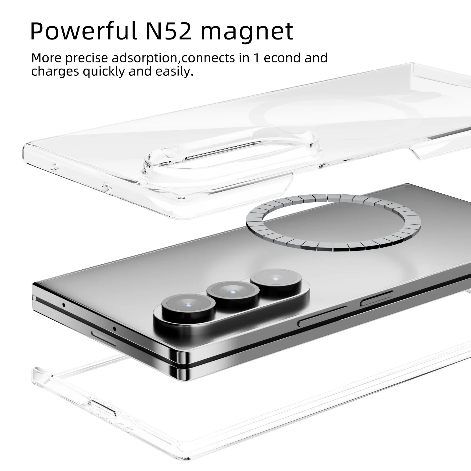 PureGuardCases Clear Magnetic Armor Case for Samsung Galaxy Z Fold