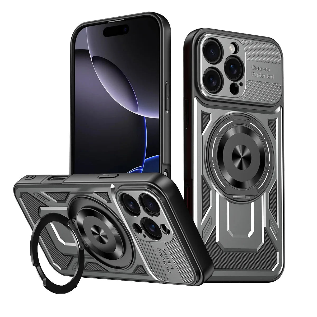 PureGuardCases 360° Rotatable Kickstand iPhone Case – MagSafe Shockproof Cover
