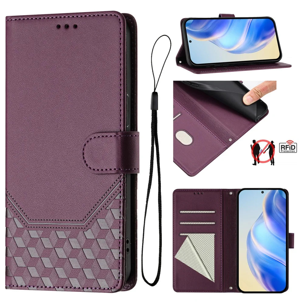 3D Cube Wallet Case Galaxy S20-S26, Dark Purple