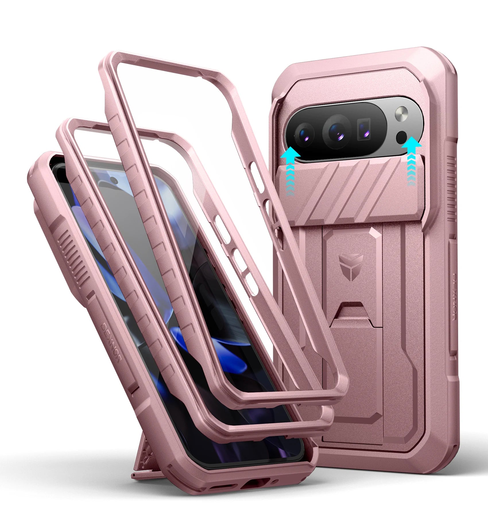 PureGuardCases Rugged Armor Case with Camera Cover for Google Pixel