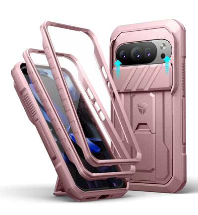 PureGuardCases Rugged Armor Case with Camera Cover for Google Pixel