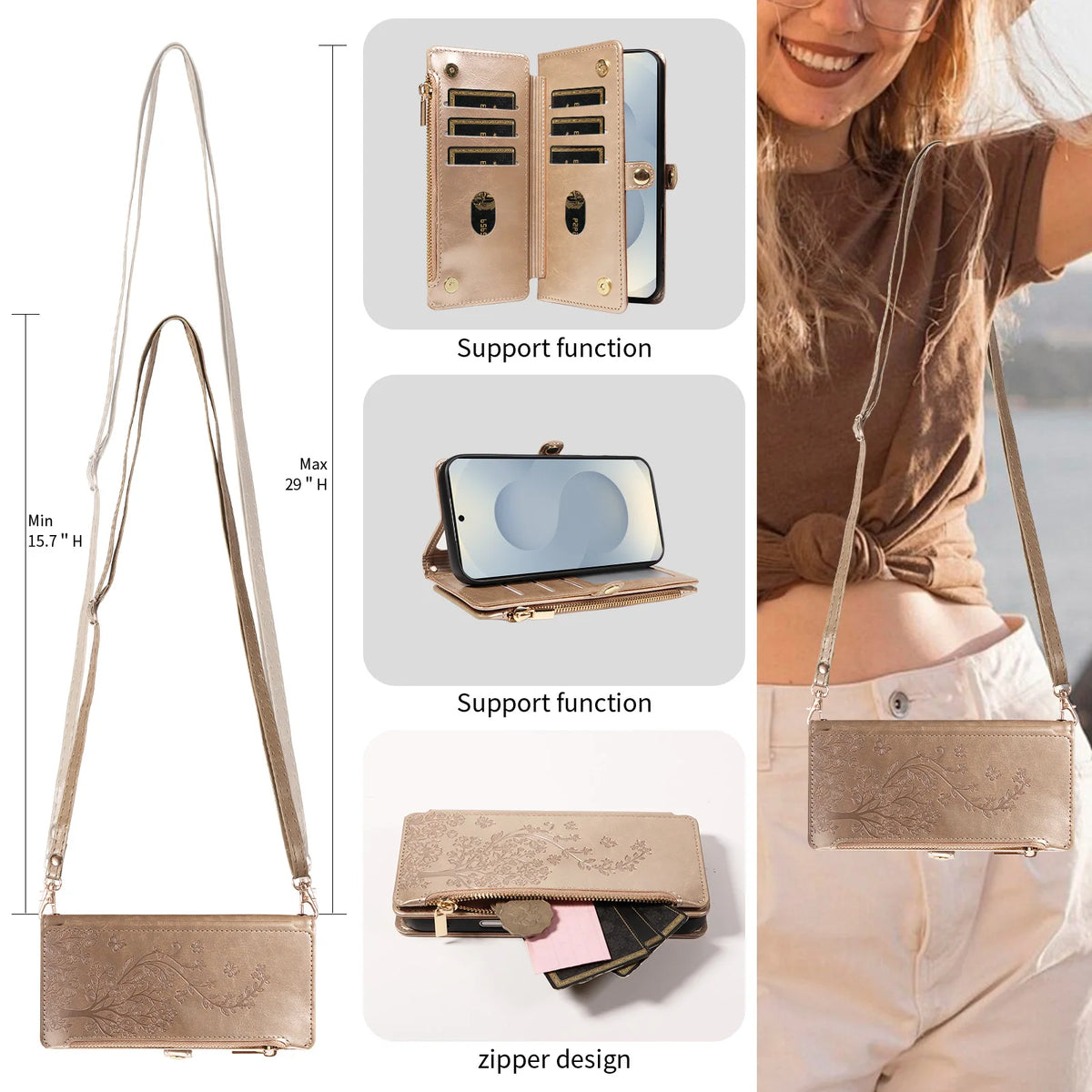 Tree Zipper Case Galaxy S9-S26, front & back