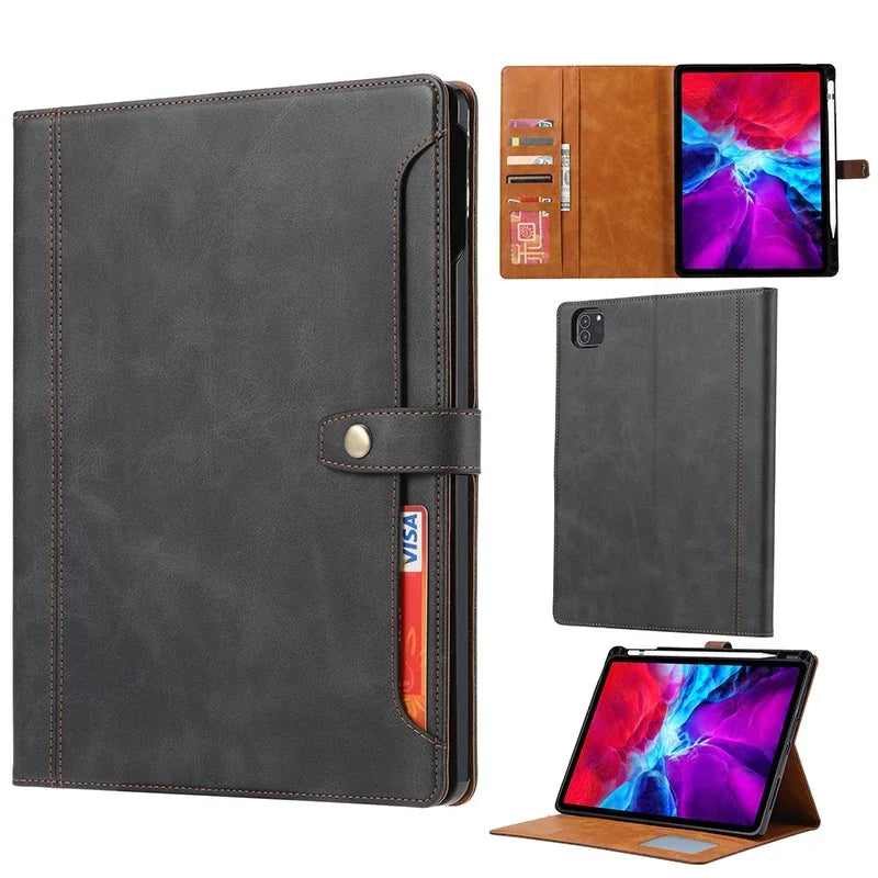 PureGuardCases Luxury Leather Wallet Case for iPad