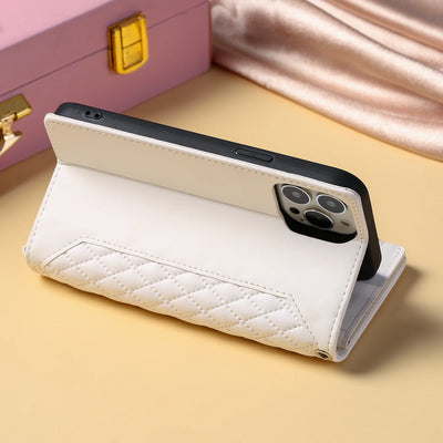 Rhombic Wallet Case Galaxy S & A, White