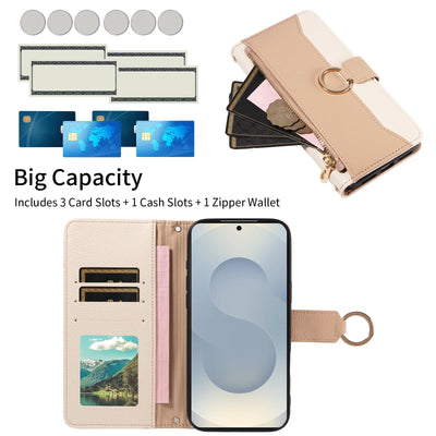 Patchwork Zipper Case Galaxy S9-S26, card slots