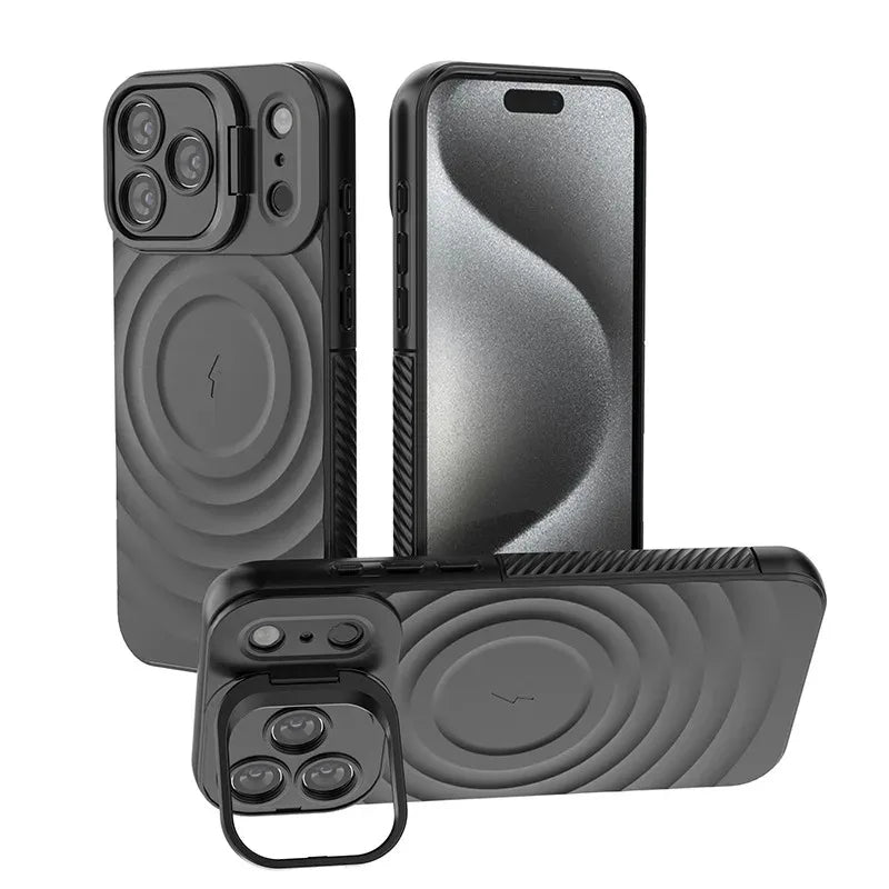PureGuardCases Ripple Matte Armor iPhone Case – MagSafe Camera Stand Protective Cover