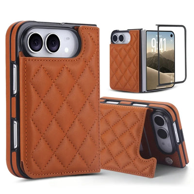 Quilted Leather Card Wallet Case for iPhone Duo, Kickstand - Product View 11